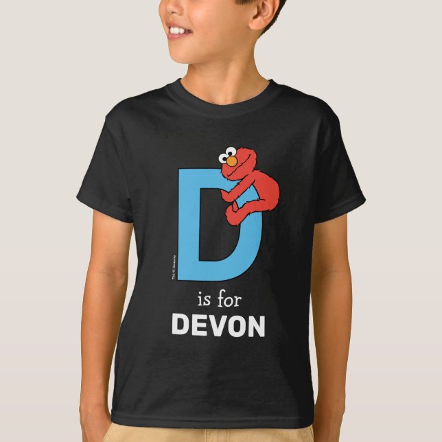 Camiseta Elmo Alphabet | D Azul (Frente)