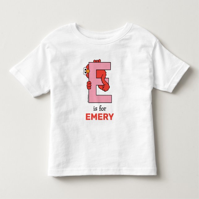 Camiseta Elmo Alphabet | E Rosa (Frente)