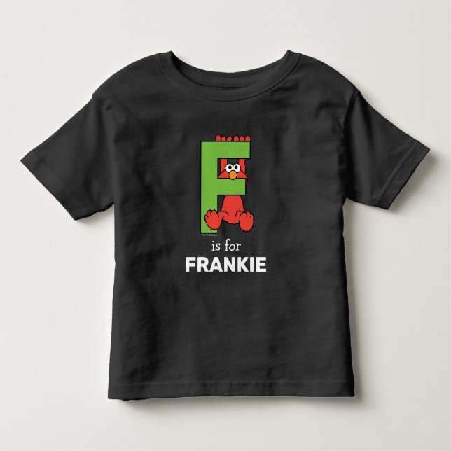 Camiseta Elmo Alphabet | F Verde (Frente)