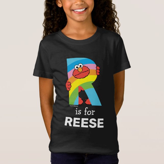 Camiseta Elmo Alphabet | R Arco-íris (Frente)
