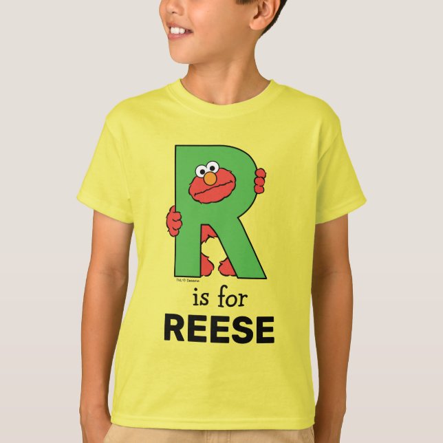 Camiseta Elmo Alphabet | R Verde (Frente)