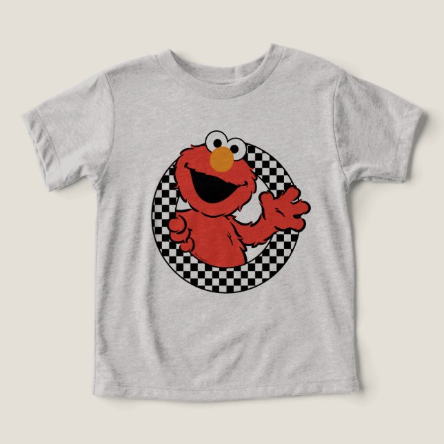Camiseta Elmo Checkered da Rua Sésame (Design frontal)
