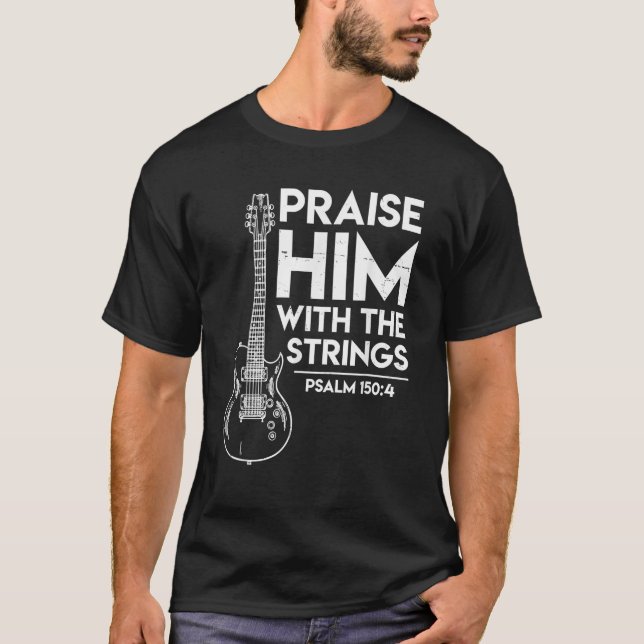 Camiseta Elogiá-Lo com Culto Cristão Presente Violão Elétri (Frente)