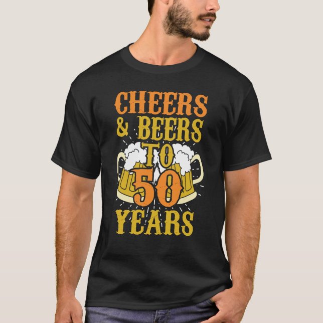 Camiseta Elogios & cervejas a 50 de 50th anos presente de (Frente)