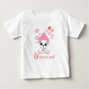 Camiseta Első valentín nap   Baby Maci   Sapos cor-de-rosa