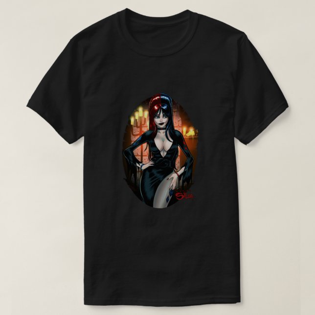 Camiseta Elvira Quinn, senhora de Mayhem! Clássico (Frente do Design)
