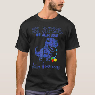 Camiseta Em Abril Nós Usamos Azul Autismo Dinossauro Abril