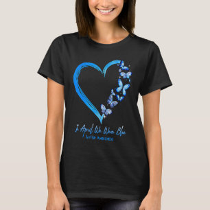 Camiseta Em Abril Nós Usamos Borboleta Azul de Consciência