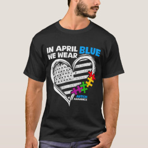 Camiseta Em abril usamos a bandeira americana azul de consc