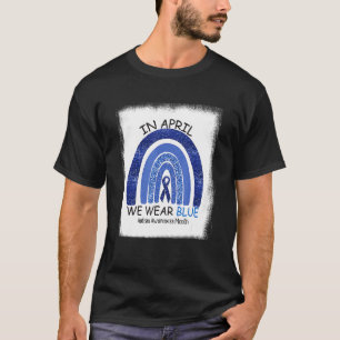 Camiseta Em Abril Usamos Azul Conscientização do Arco-íris