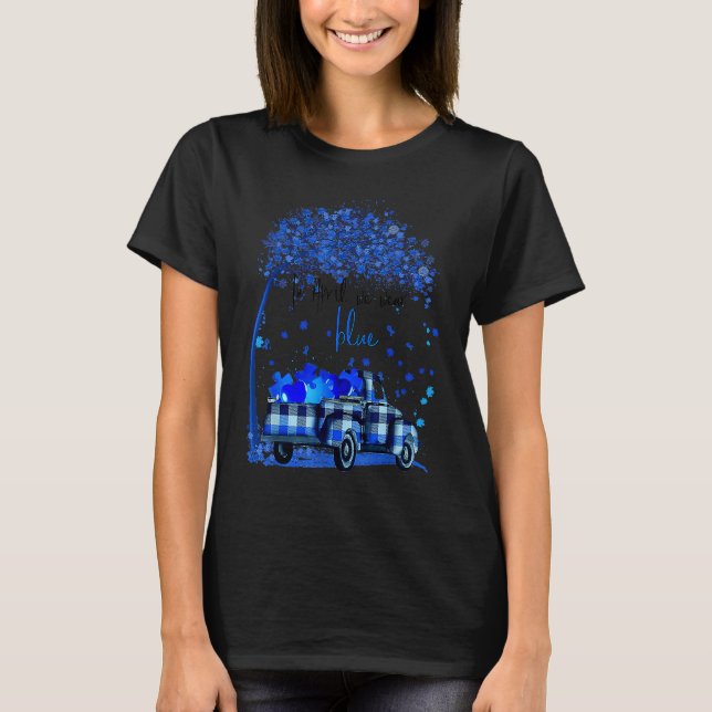 Camiseta Em Abril Usamos Azul Plaid do Mês de Conscientizaç (Frente)