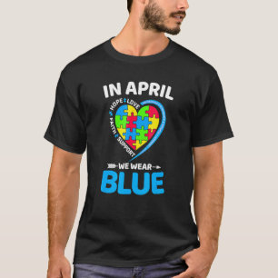 Camiseta Em Abril Usamos Azul Puzzle Apoio Mês de Conscient
