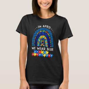 Camiseta Em Abril Usamos Azul Puzzle Arco-íris de Conscienc