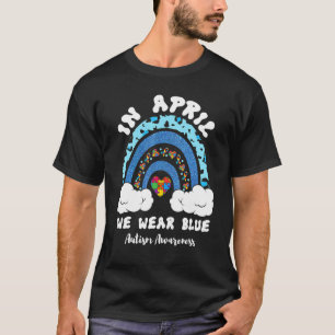 Camiseta Em Abril Usamos Azul Puzzle Arco-íris de Conscienc