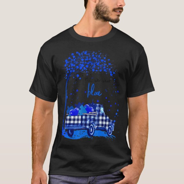 Camiseta Em Abril Usamos Caminhão de Enigma Azul Conscienti (Frente)