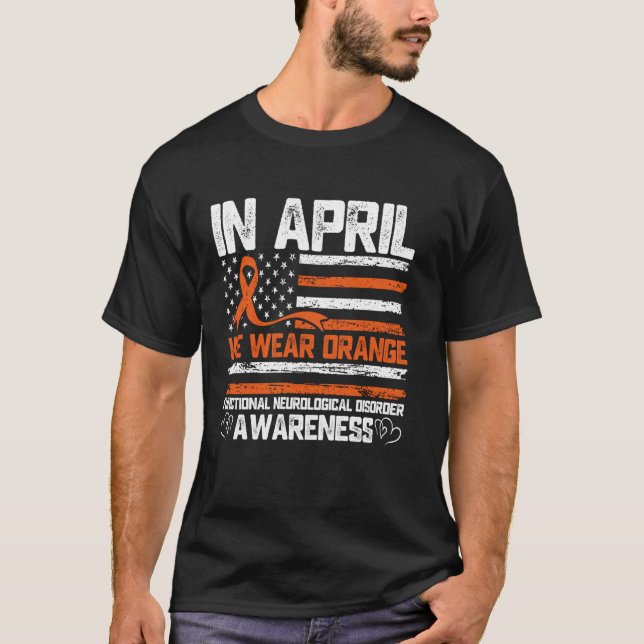 Camiseta Em Abril Usamos Laranja Mês de Conscientização FND (Frente)