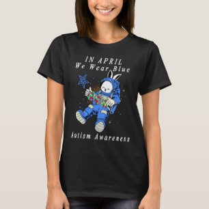 Camiseta Em abril Vestimos Astronauta Azul Autismo Bunny As