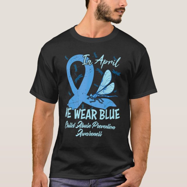 Camiseta Em Abril, Vestimos Azul Para A Prevenção Do Abuso  (Frente)