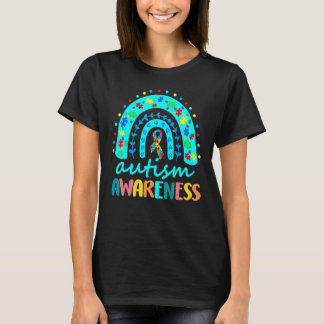 Camiseta Em abril Vestimos Blue Autism Rainbow Awarness Mon
