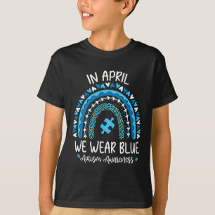 Camiseta Em abril Vestimos Blue Rainbow Autism Awarness Mon