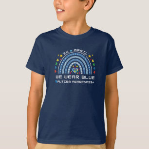 Camiseta Em abril, Vestimos o Blue-Autismo Sensibilização R