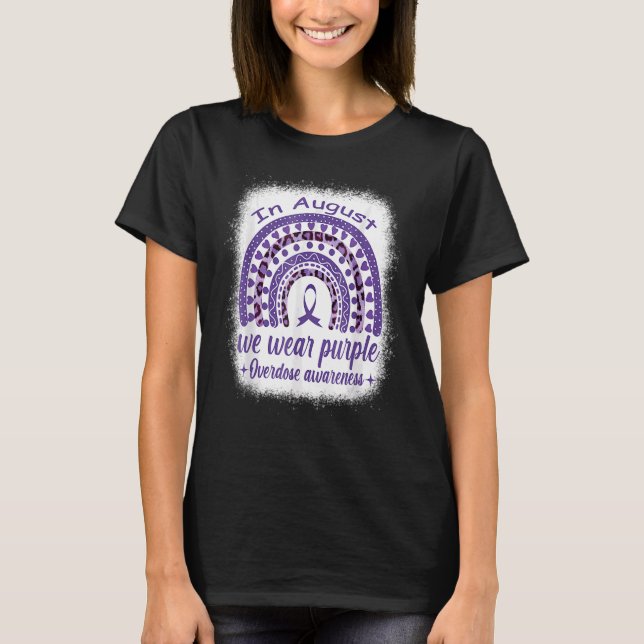 Camiseta Em agosto usamos roxo Conscientização da Overdose  (Frente)