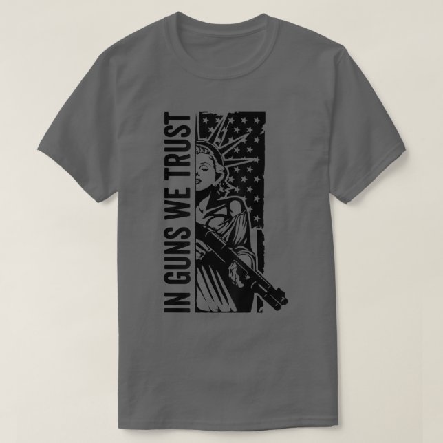 Camiseta Em Armas, Confiamos Em Liberdade, Lady Shot, Bande (Frente do Design)