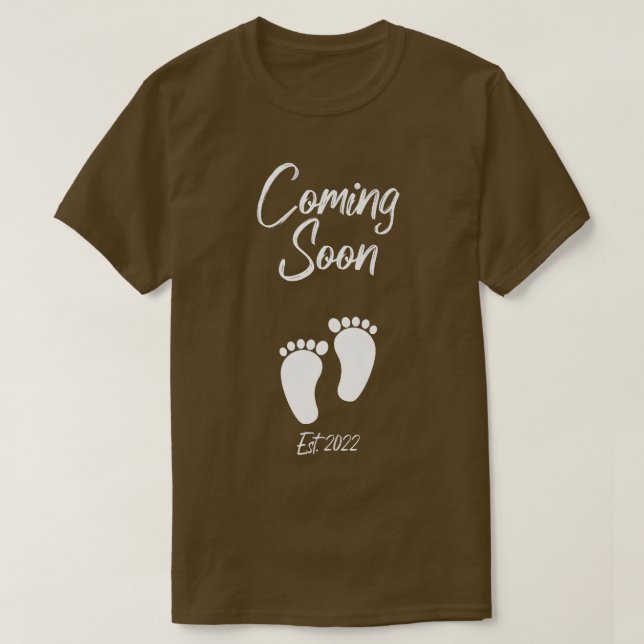 Camiseta Em Breve Anúncio de Gravidez Bebê Est (Frente do Design)