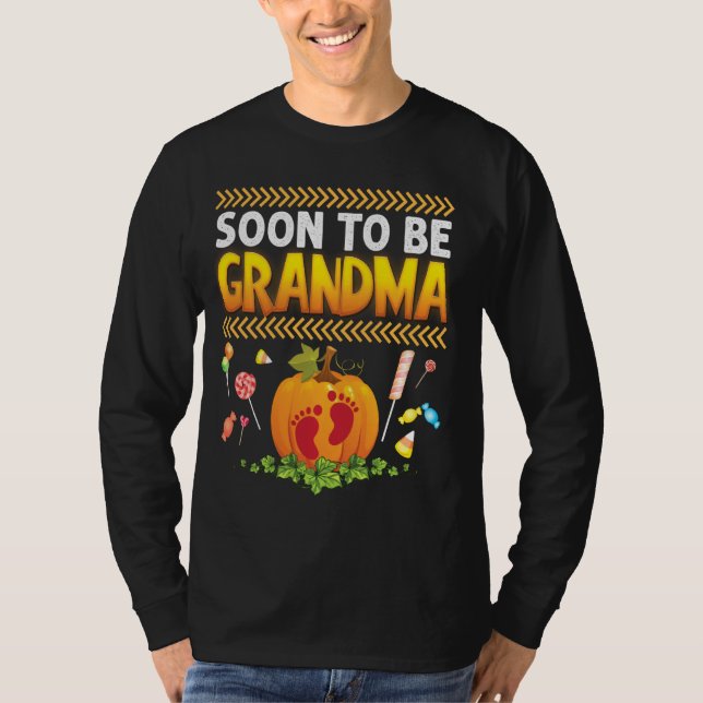 Camiseta Em Breve Ser A Avó Pequena Pegada De Calçado Bomba (Frente)