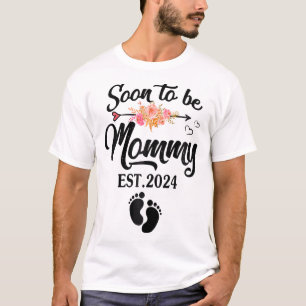 Camiseta Em Breve Ser Mamãe 2024 Dia de as mães Primeira Ve