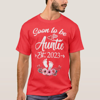 Camiseta Em Breve Ser Tia 2023 Dia de as mães Primeira Tia