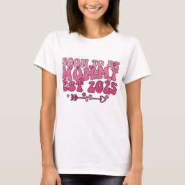 Camiseta Em breve será Mamãe 2025 Groovy Mãe Est 2025 Esper