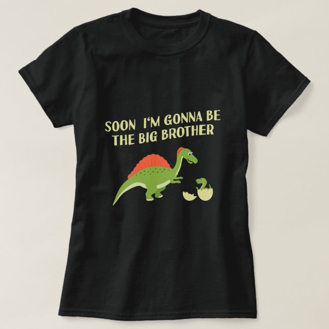 Camiseta Em Breve Vou Ser O Grande Irmão Dino Egg Dinossaur (Frente do Design)