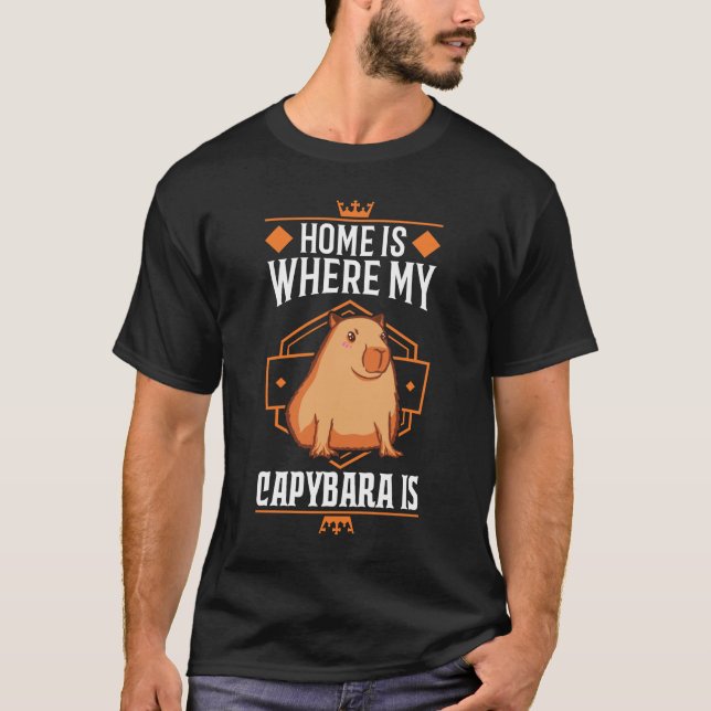 Camiseta Em casa é onde minha Capybara é Wasserschwein (Frente)