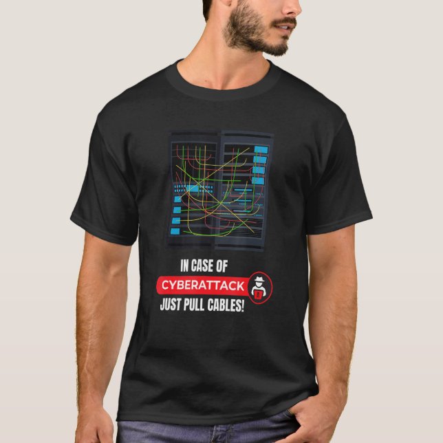 Camiseta Em Caso De Ciberataque, Hacker Hackeou O Código Pr (Frente)
