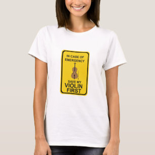 Camiseta Em caso de emergência, salvar meu violino primeir