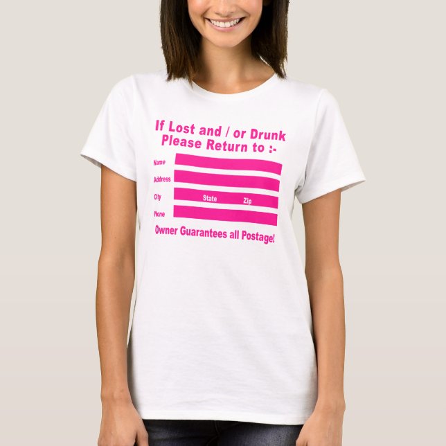 Camiseta Em caso de perda e/ou Bebado, volte para (Frente)