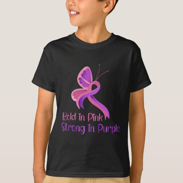 Camiseta Em cor rosa forte violência roxa, conhecimento do  (Frente)