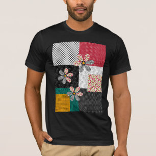 Camiseta Em cores multicoloridas padrão rústico em patchwor
