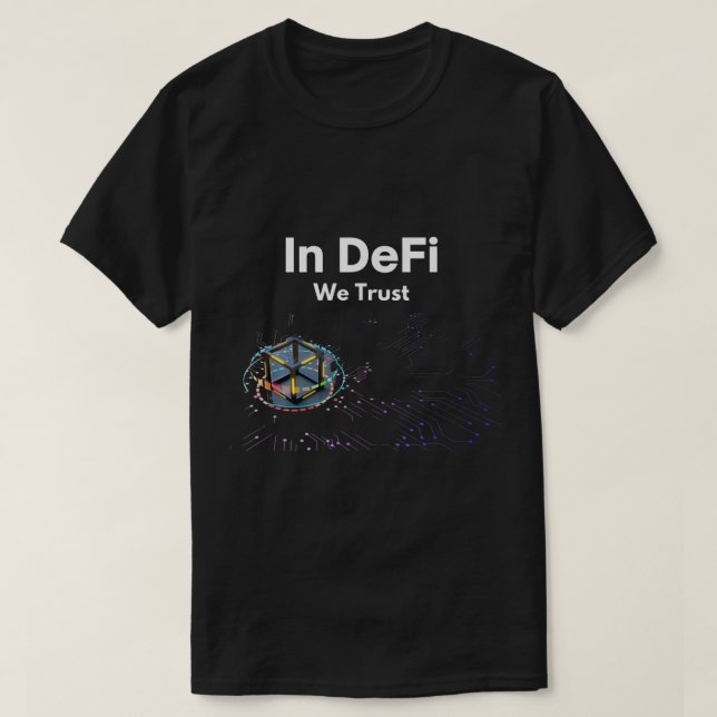 Camiseta Em DeFi Nós Confiamos Arte Cripto (Frente do Design)