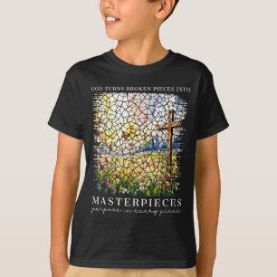 Camiseta Em Deus se Transformam Peças Quebradas Obras-Prima