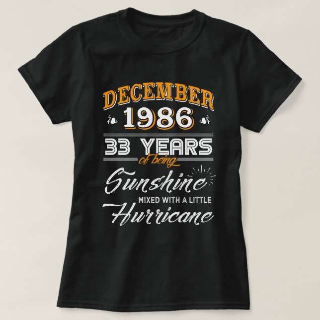 Camiseta Em dezembro de 1986 presentes do aniversário da (Frente do Design)
