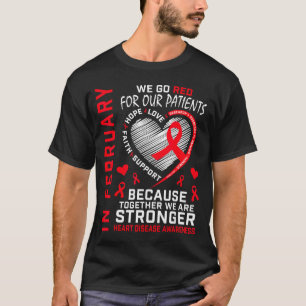 Camiseta Em Fevereiro Enfermeira Vermelha Rn Conscientizaçã
