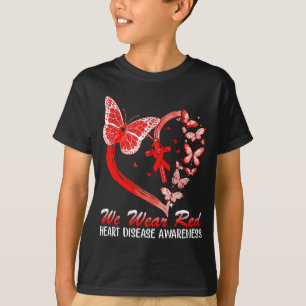Camiseta Em Fevereiro Usamos Borboleta Vermelha Conscientiz