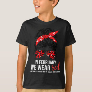 Camiseta Em Fevereiro Usamos Vermelho Chd Conscientização D