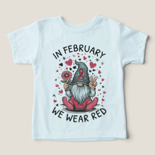 Camiseta Em Fevereiro Usamos Vermelho Conscientização sobre