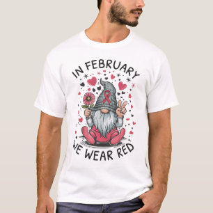 Camiseta Em Fevereiro Usamos Vermelho Conscientização sobre