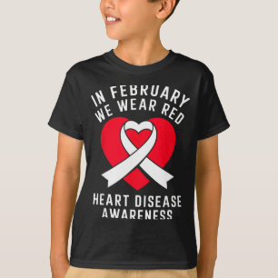 Camiseta Em Fevereiro Usamos Vermelho Conscientização sobre