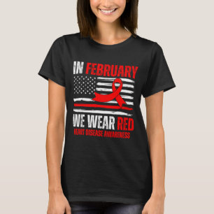 Camiseta Em Fevereiro Usamos Vermelho Conscientização sobre