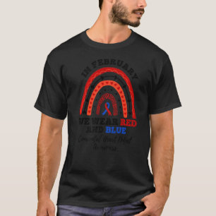 Camiseta Em fevereiro Vestimos Coração Congênita Vermelho E